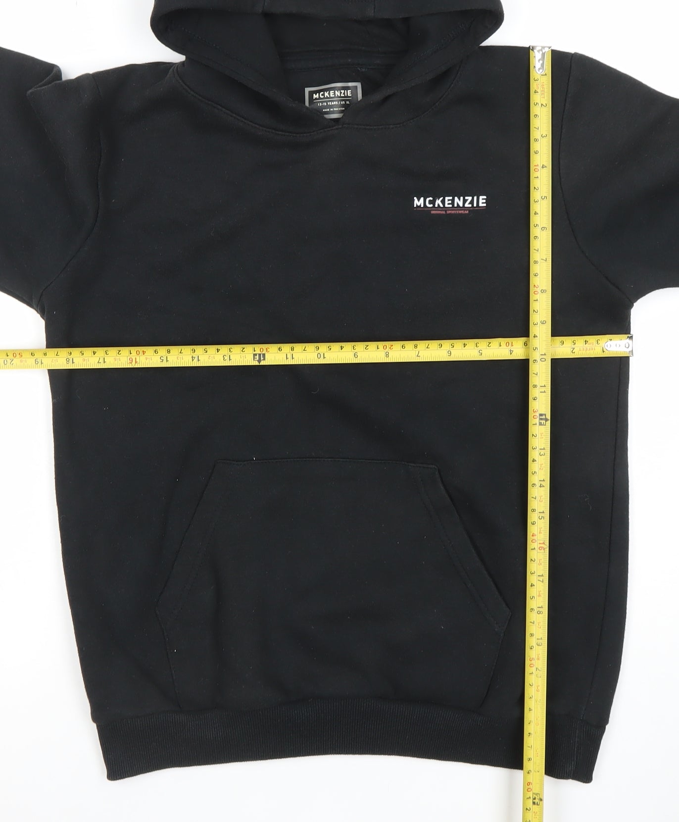 McKenzie Boys Black Pullover Hoodie 13-15 Years Cotton Blend Casual Sweatshirt