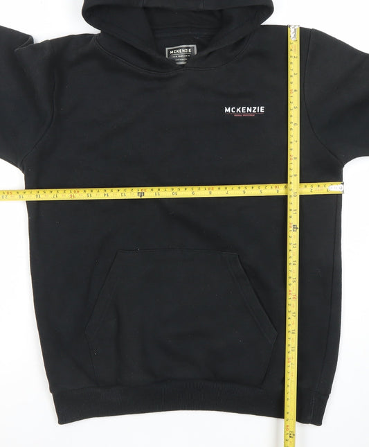 McKenzie Boys Black Pullover Hoodie 13-15 Years Cotton Blend Casual Sweatshirt