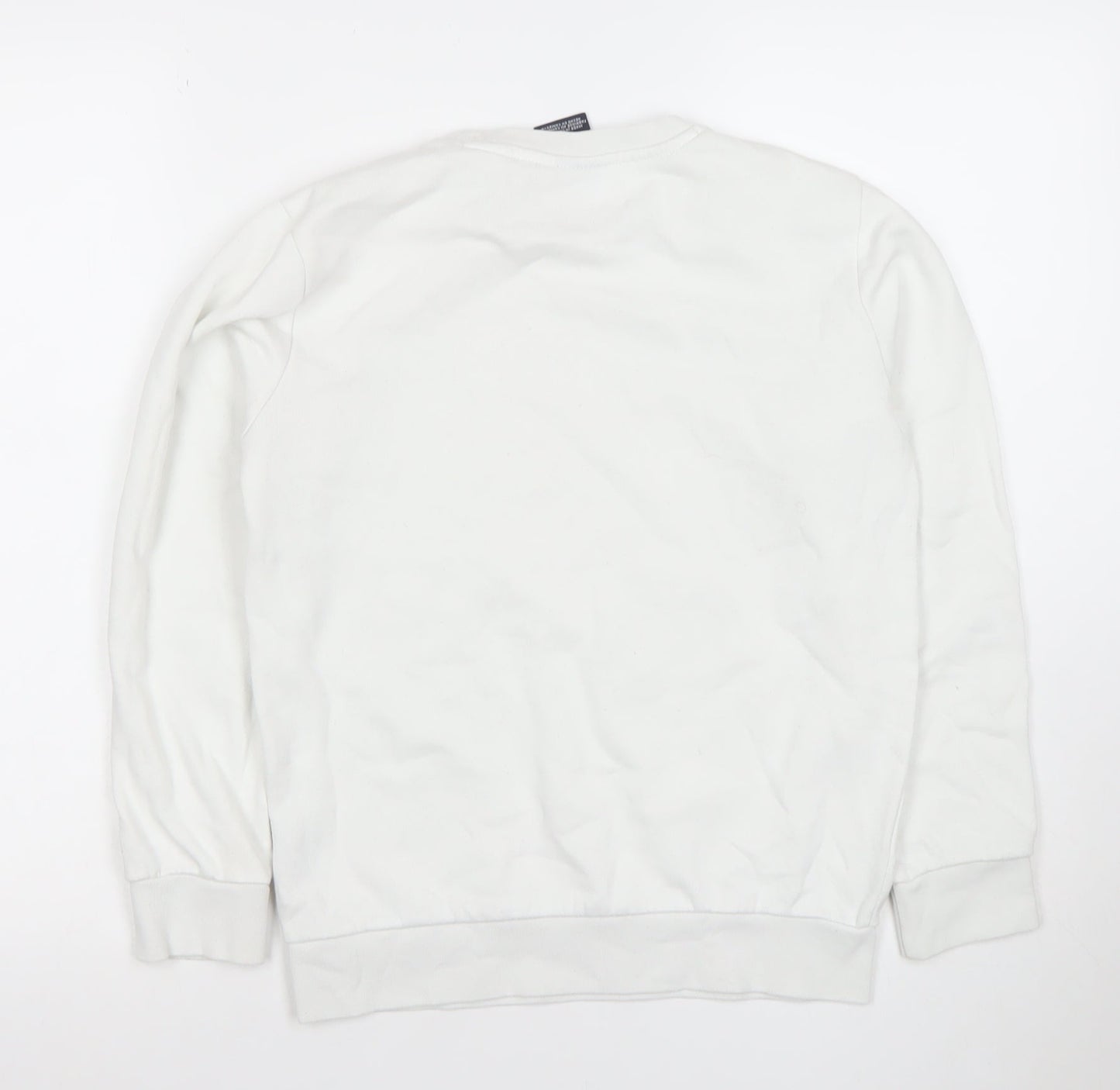 Champion Boys White Pullover Sweatshirt L Regular Fit Crew Neck Logo Fleece
