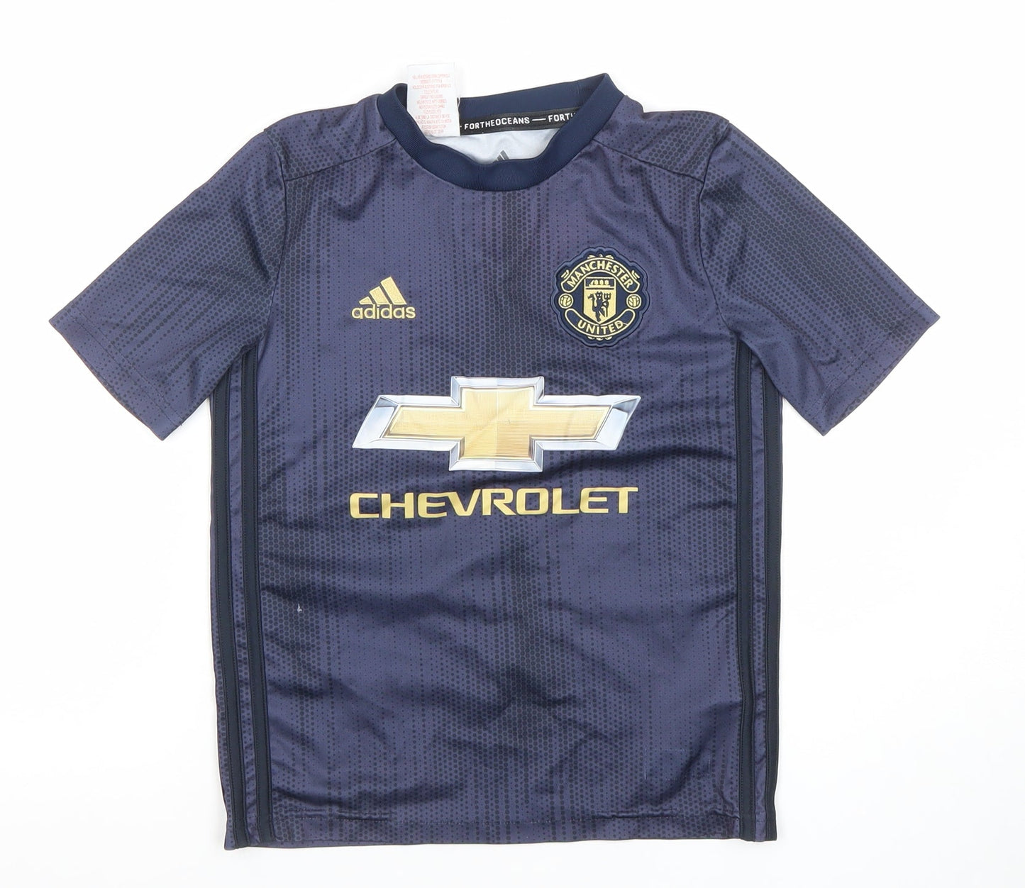 Adidas Boys Blue Manchester United Football Jersey 9-10 Years