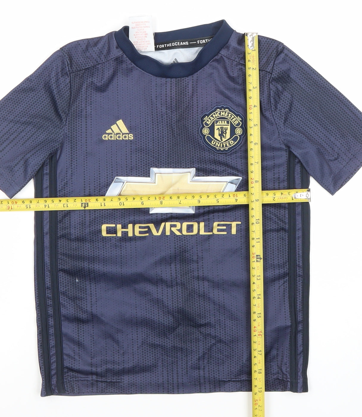 Adidas Boys Blue Manchester United Football Jersey 9-10 Years