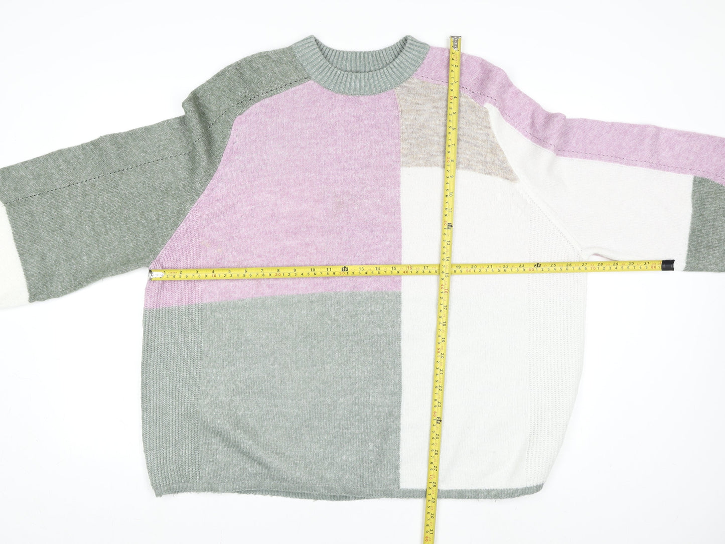 NEXT Women's Multicoloured XL Crew Neck Relaxed Fit Block Knit Jumper