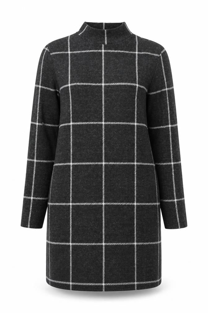 Marks and Spencer Women Grey Check Knit Shift Dress Size 10