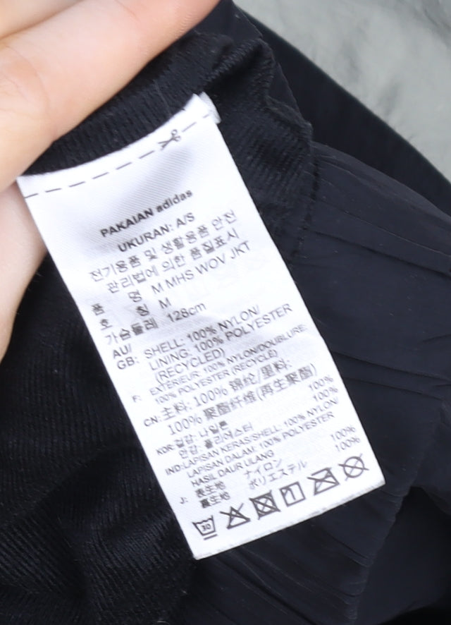 Adidas Men's Black M Bomber Jacket Full Zip Nylon Windproof