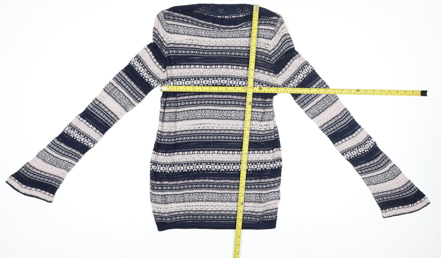 Next Women’s Blue Fair Isle Knit Jumper Dress Size 10 Long Sleeve