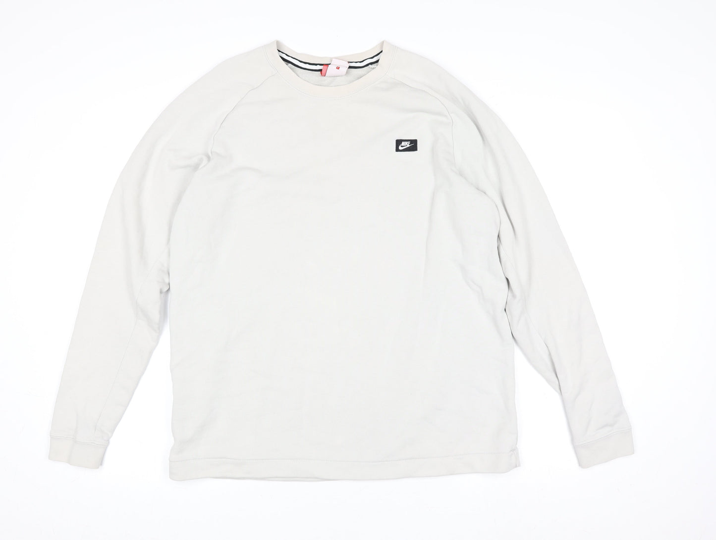 Nike Men's Beige Cotton Blend Crew Neck Sweatshirt L Regular Fit