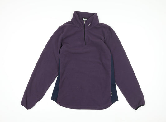 Nike Women Purple Fleece 1/4 Zip Pullover Sweatshirt Size M