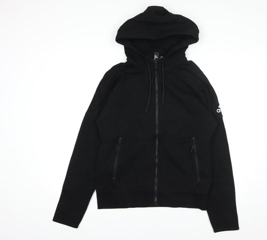 Adidas Men's Black M Basic Full Zip Hooded Activewear Jacket