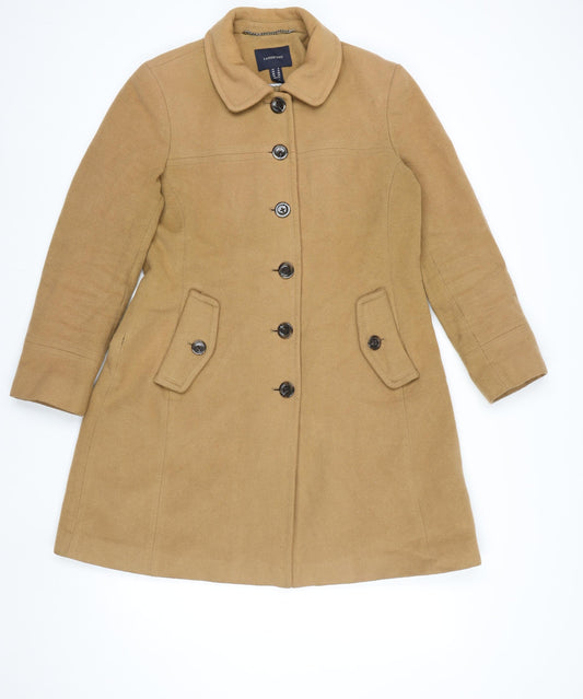 Womens UK Size 12 Regular Lands' End Beige Wool Blend Coat
