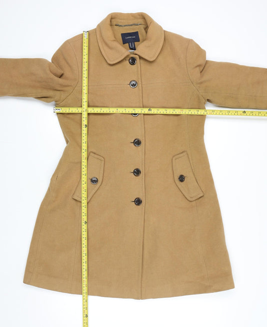 Womens UK Size 12 Regular Lands' End Beige Wool Blend Coat