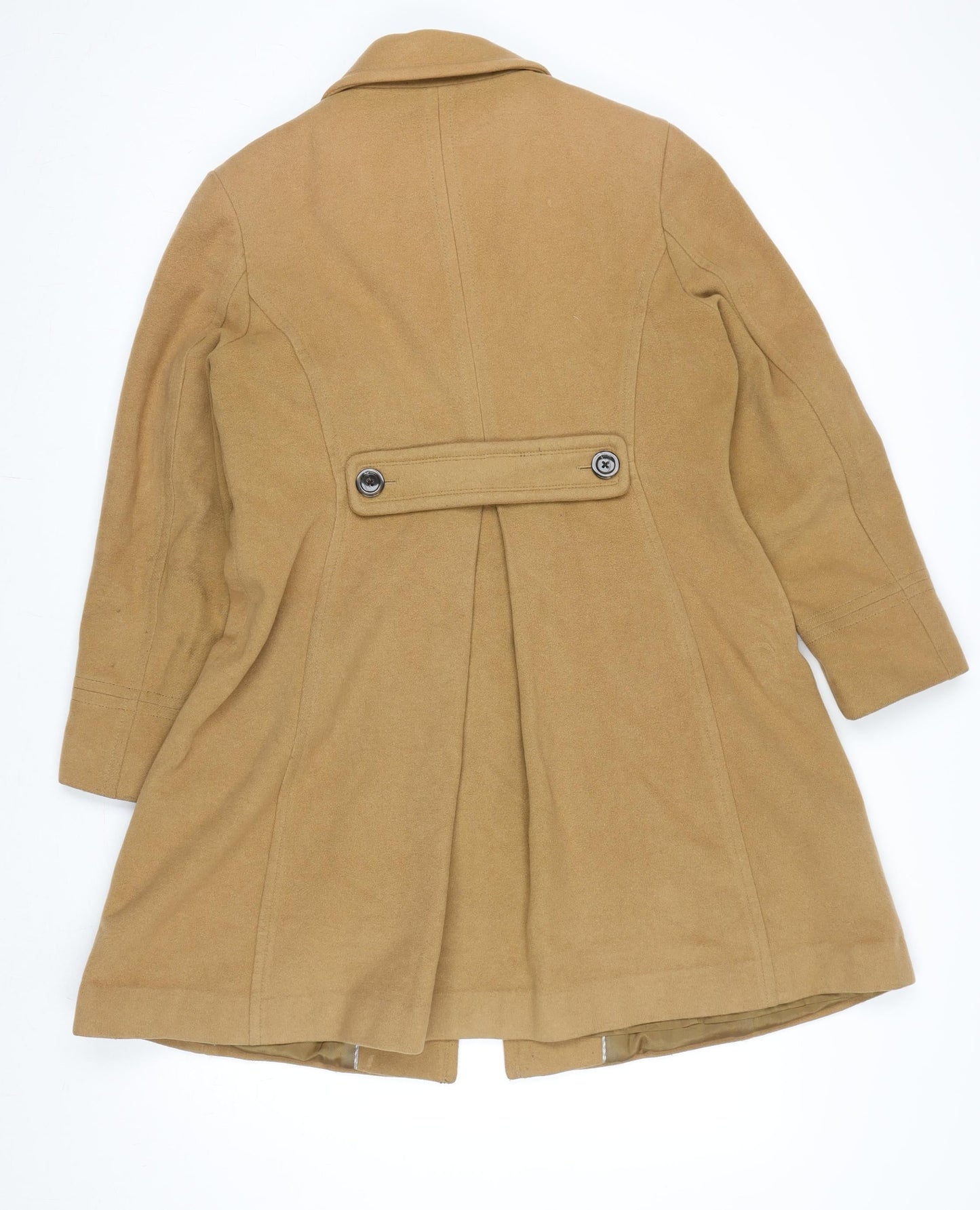 Womens UK Size 12 Regular Lands' End Beige Wool Blend Coat