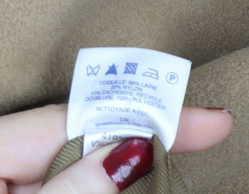 Womens UK Size 12 Regular Lands' End Beige Wool Blend Coat