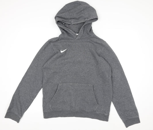Nike Teens Grey XL Pullover Hoodie with Logo and Kangaroo Pocket