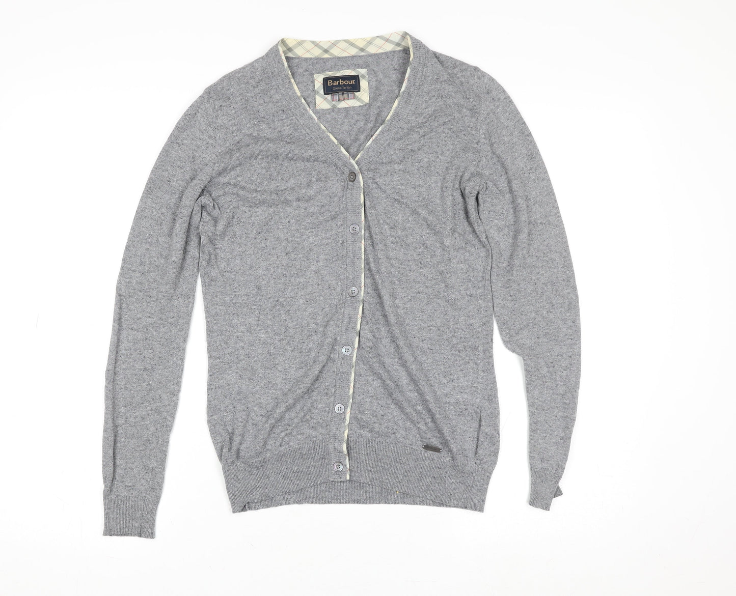 Barbour Women's Grey Size 8 Viscose Linen Blend Cardigan