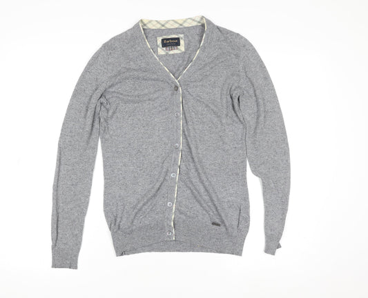 Barbour Women's Grey Size 8 Viscose Linen Blend Cardigan