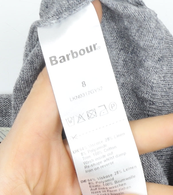 Barbour Women's Grey Size 8 Viscose Linen Blend Cardigan