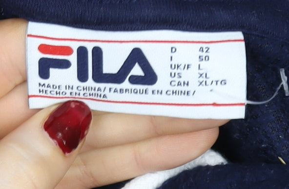 Womens UK L Regular FILA Blue Pullover Hoodie