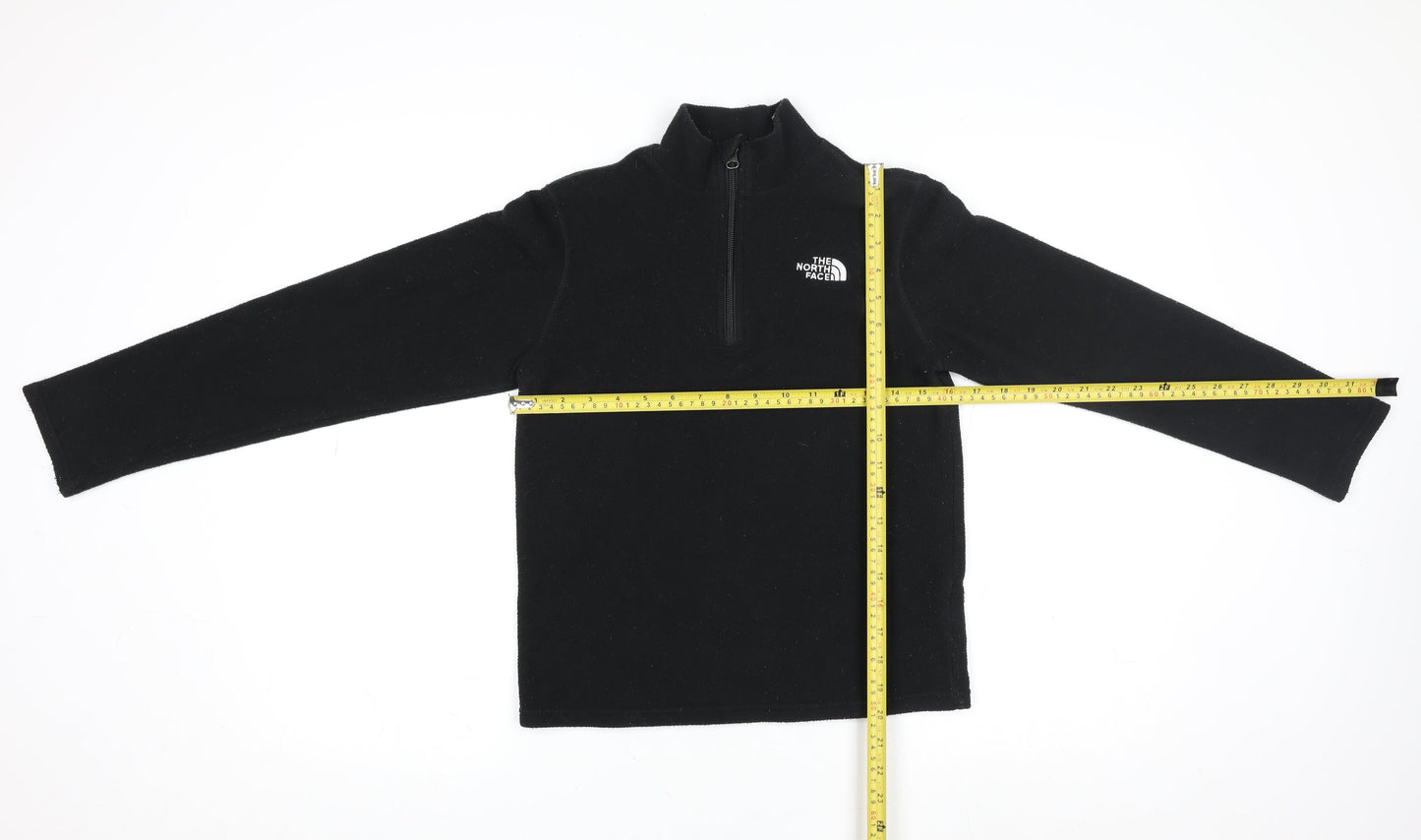 The North Face Boys Black Fleece 1/4 Zip Lightweight Jacket Size 12 Years