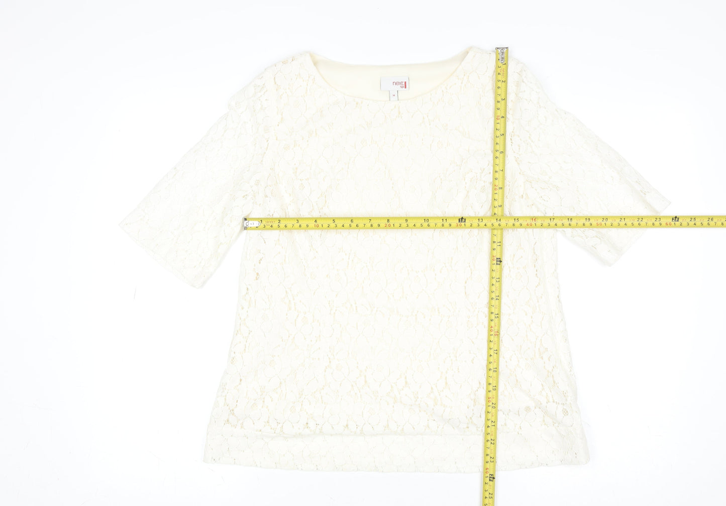 Next Women’s Ivory Lace Short Sleeve Blouse Size 14