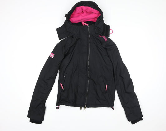 Superdry Women's Black Windcheater Hooded Jacket Size 8