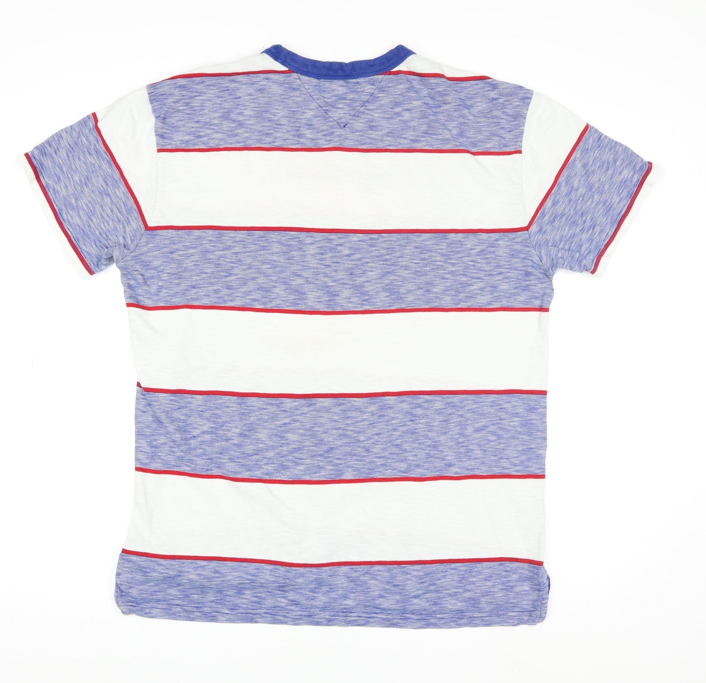 Tommy Jeans Men Blue Striped Cotton Crew Neck T-Shirt Size L