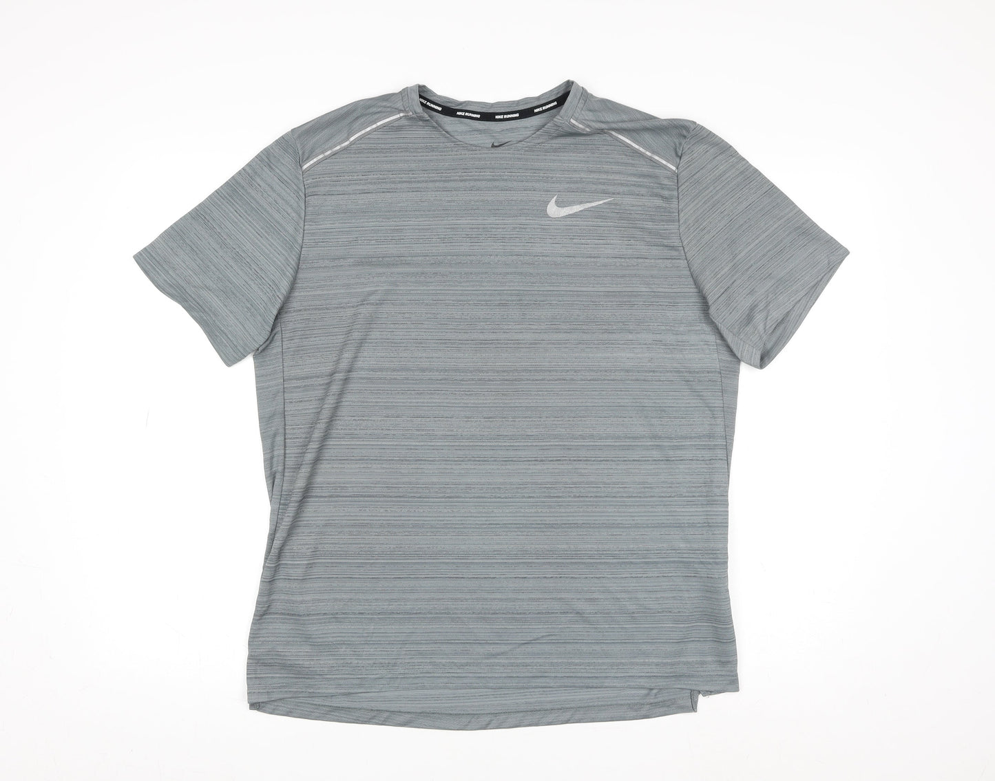 Nike Men's Grey Dri-Fit Running T-Shirt Size L Breathable Quick Dry