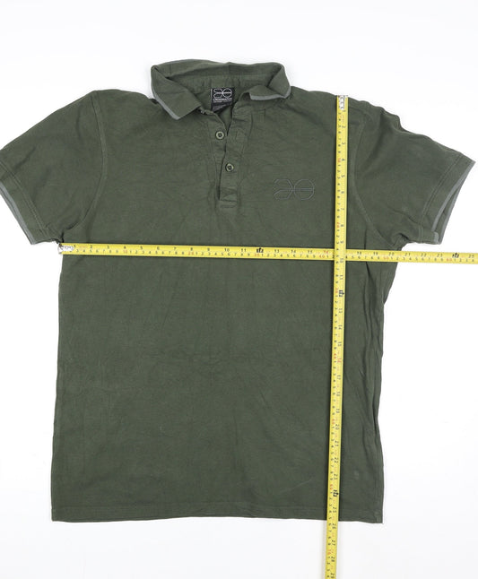 Crosshatch Men's Green Regular Fit Cotton Polo Shirt L
