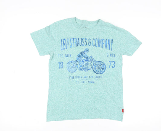 Levi's Boys Green Graphic Motorcycle Cotton Blend T-Shirt 8-10 Years