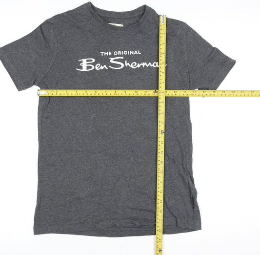 Ben Sherman Boys Grey Marl 10-11 Years Logo Cotton T-Shirt