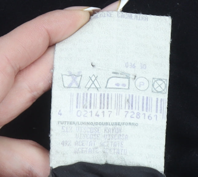 Hugo Boss Men's Black Wool Overcoat Size 48 Regular Classic Style