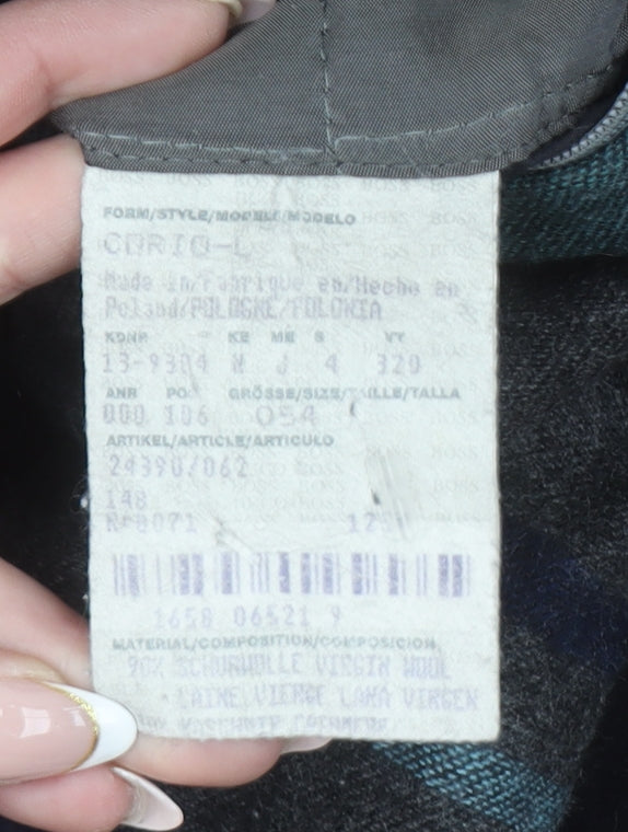 Hugo Boss Men's Black Wool Overcoat Size 48 Regular Classic Style