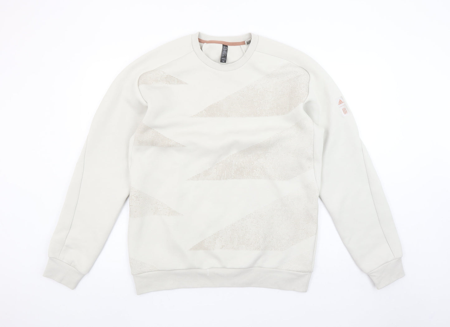 adidas Men Beige Graphic Pullover Sweatshirt M Regular Fit