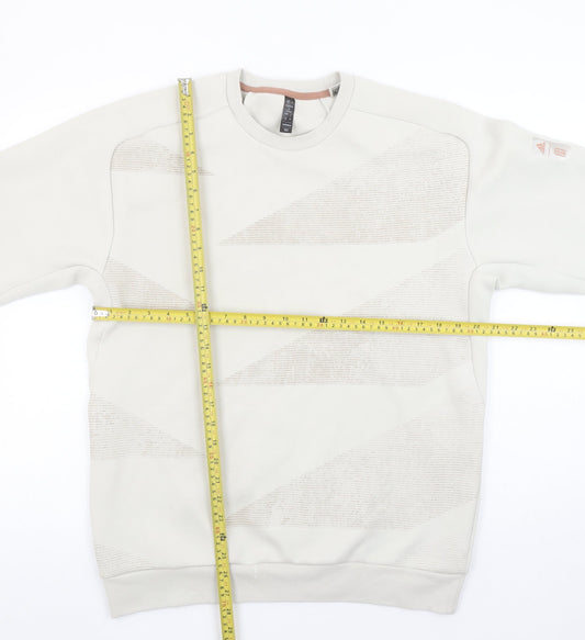 adidas Men Beige Graphic Pullover Sweatshirt M Regular Fit