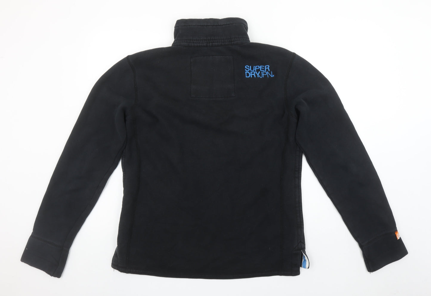 Superdry Men's Black Henley Sweatshirt Size M Fleece Cotton Blend