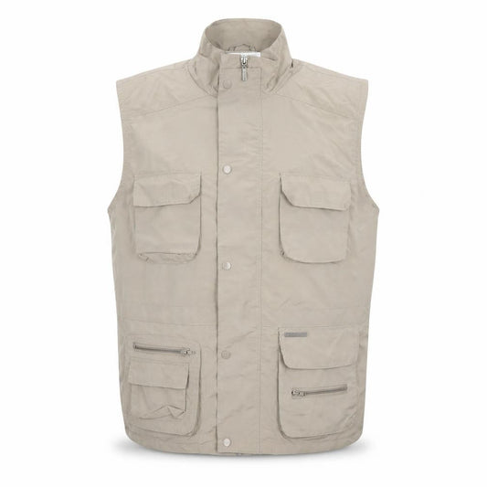 Champion Mens Beige L Waistcoat Bodywarmer Vest Outdoor Multi Pocket