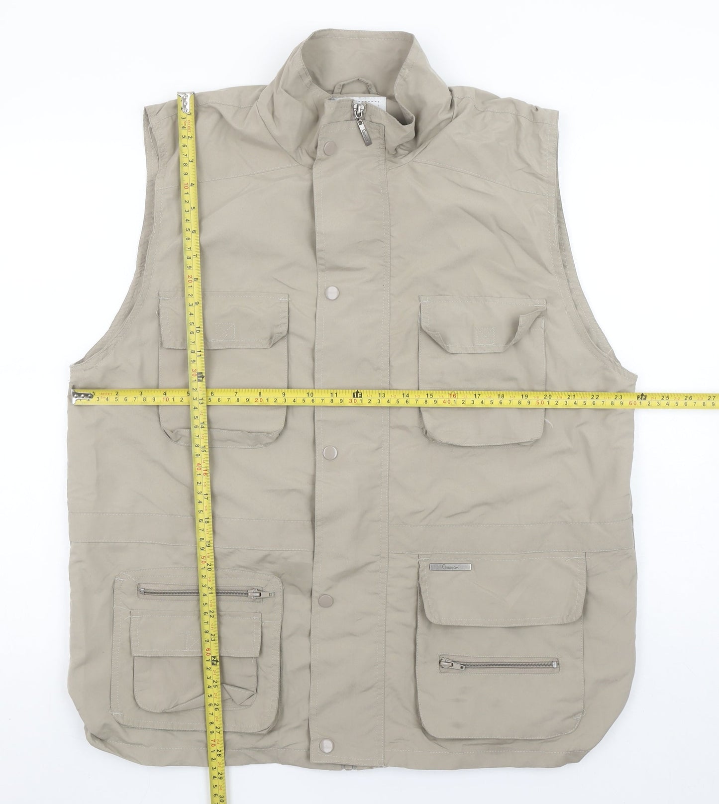 Champion Mens Beige L Waistcoat Bodywarmer Vest Outdoor Multi Pocket