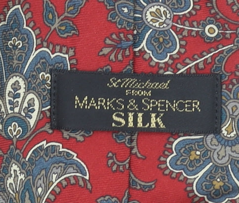 Marks and Spencer Men Red Paisley Silk Tie St Michael Vintage Design