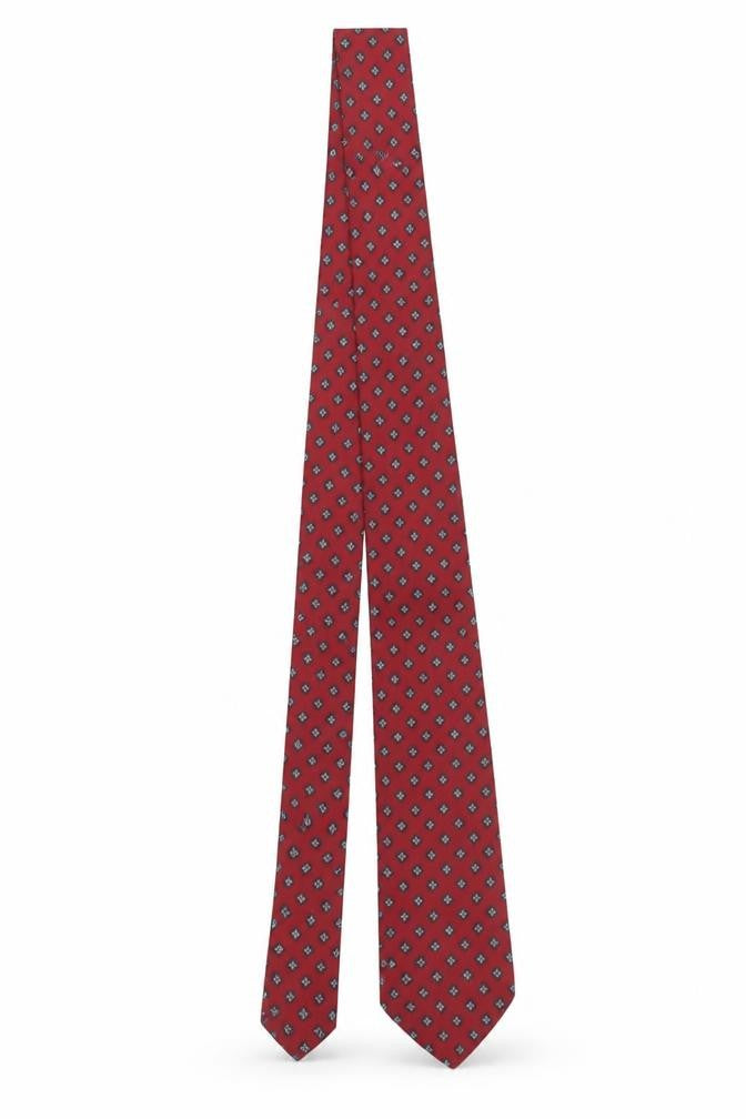 Marks and Spencer Men Red Silk Patterned Tie 176 Slim Style Made in Italy