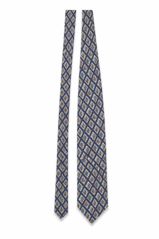 Marks and Spencer St Michael Blue Silk Geometric Men's Tie