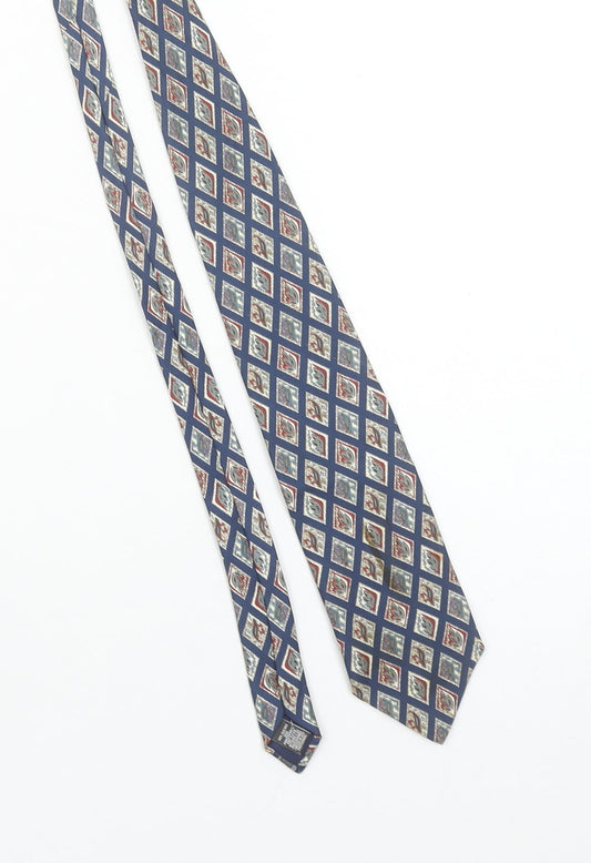 Marks and Spencer St Michael Blue Silk Geometric Men's Tie