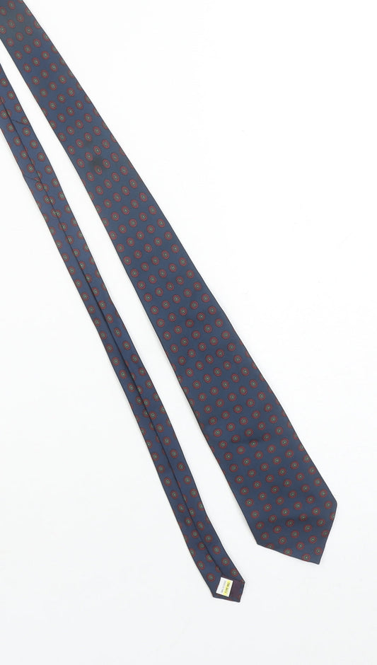 Marks and Spencer St Michael Men's Blue Silk Patterned Tie