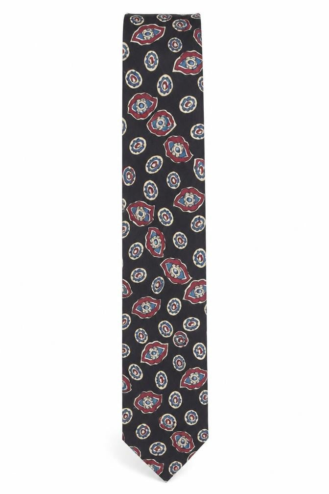 Frances Helleman Men's Black Paisley Pure Silk Tie - One Size