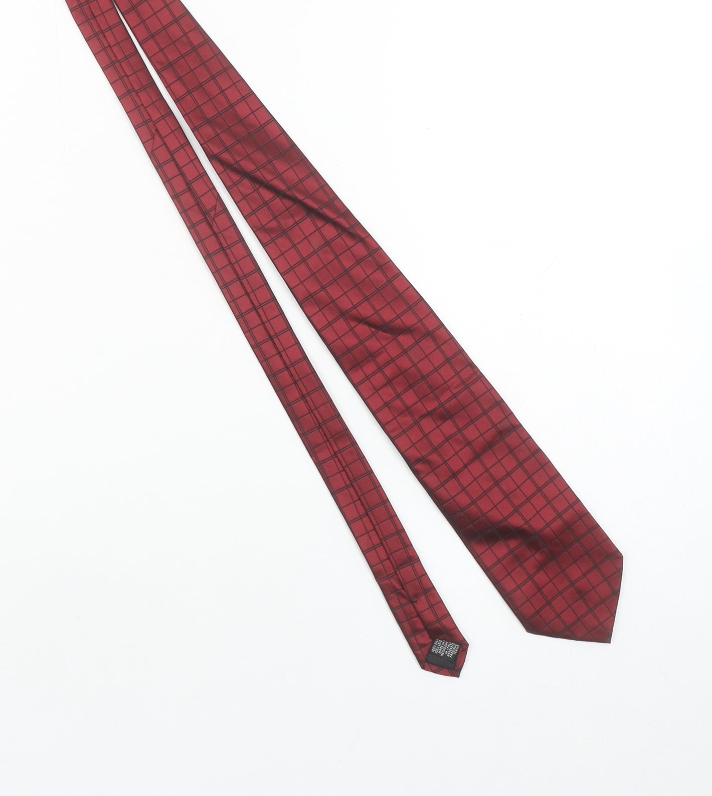 Tie Rack Men's Red Checked 100% Silk Pointed Tie Made in Italy