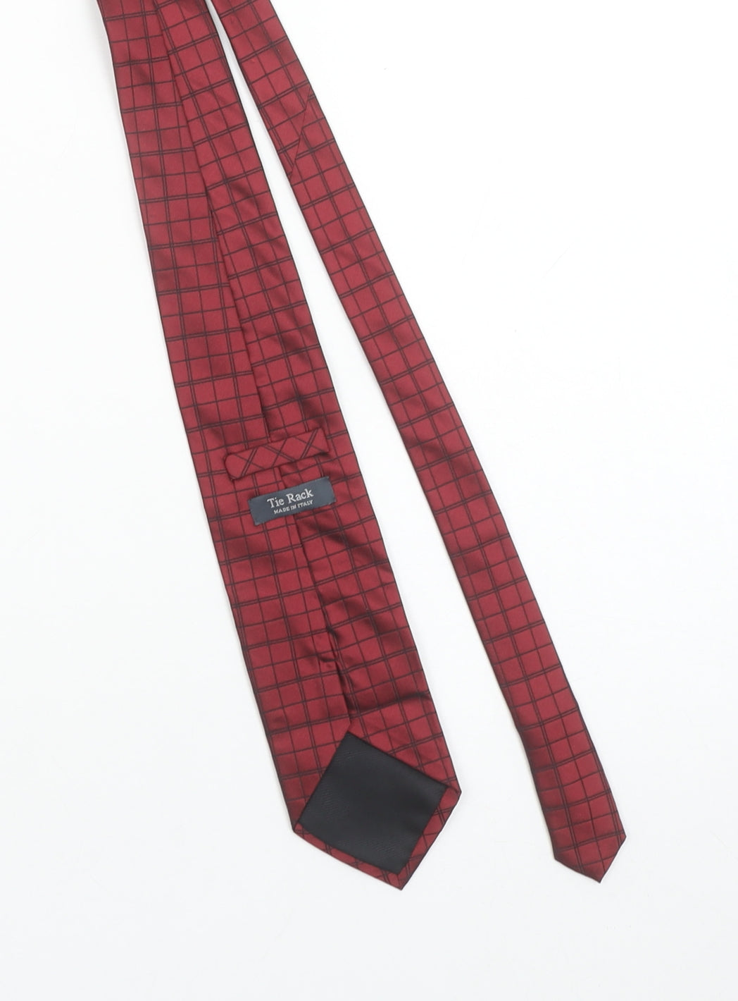 Tie Rack Men's Red Checked 100% Silk Pointed Tie Made in Italy