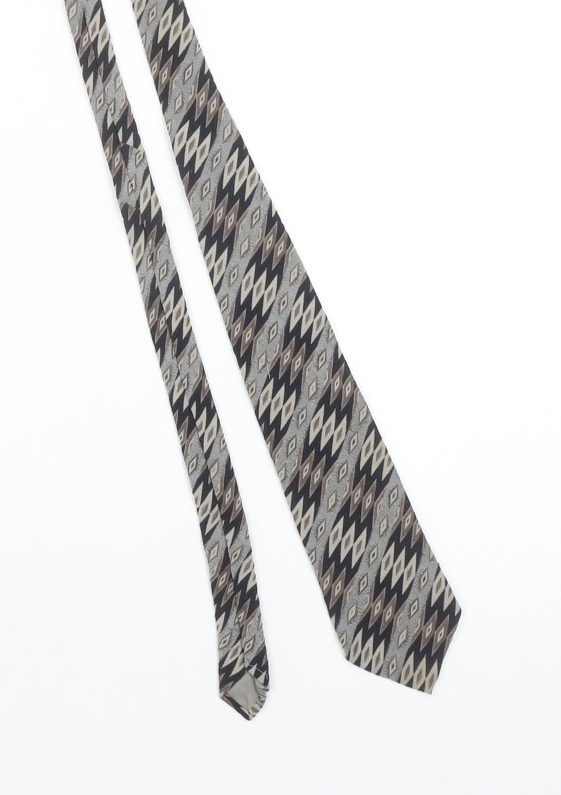 Altea Milano Men's Grey Geometric Designer Silk Tie One Size