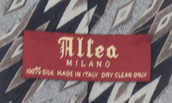 Altea Milano Men's Grey Geometric Designer Silk Tie One Size