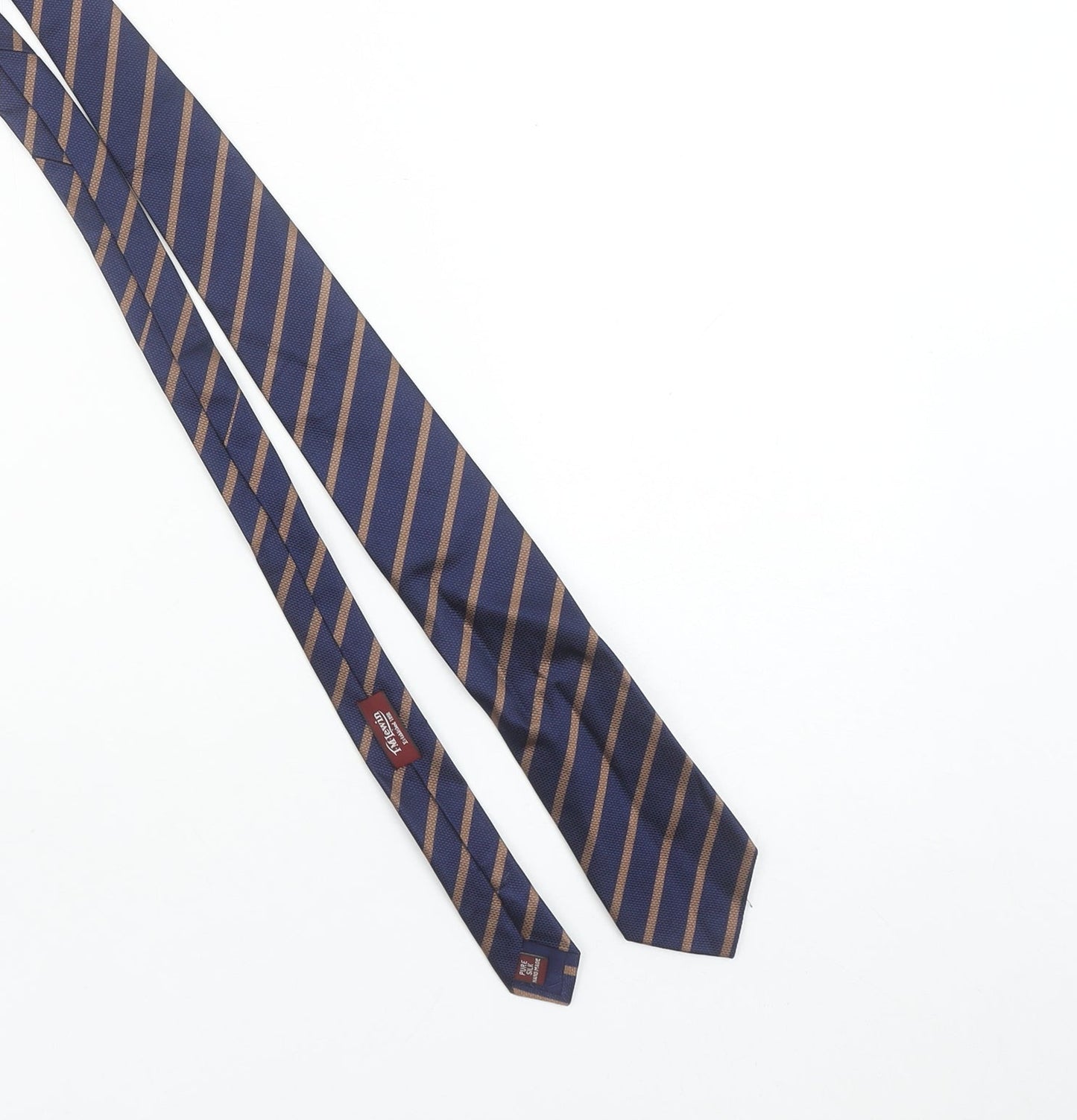 TM Lewin Men’s Blue Striped Pure Silk Handmade Tie 176cm