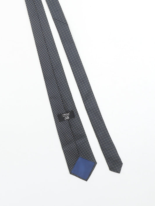 Marks and Spencer St Michael Men's Navy Gold Polka Dot Silk Tie