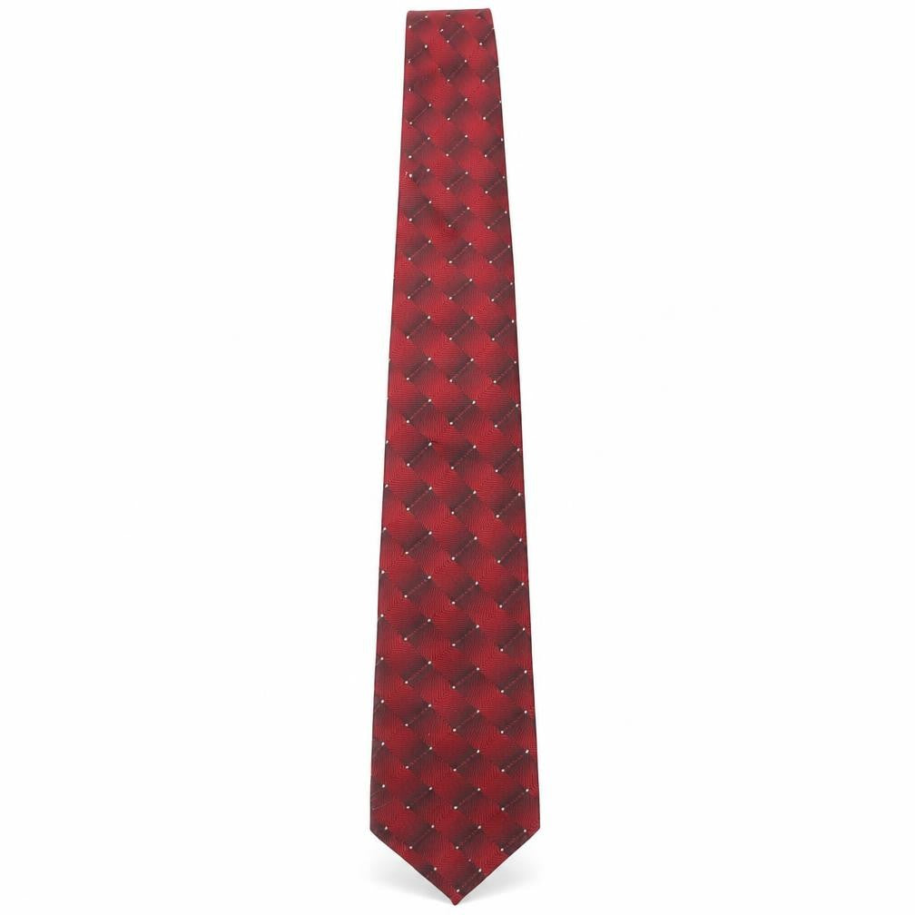 Kailong Men’s Red Geometric Handmade Silk Tie One Size