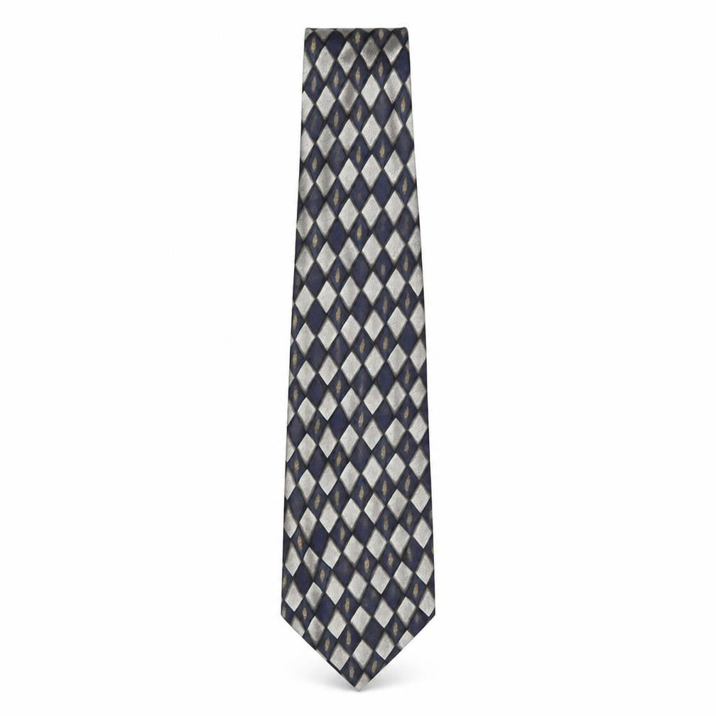 Silkworm London Men's Blue Geometric 100% Silk Handmade Tie